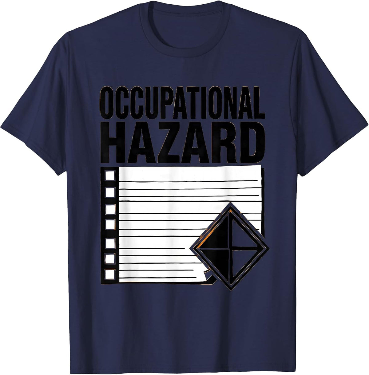 Men's Occupational Hazard Stencil Graphic Physical Therapist OT T-Shirt - Navy Blue