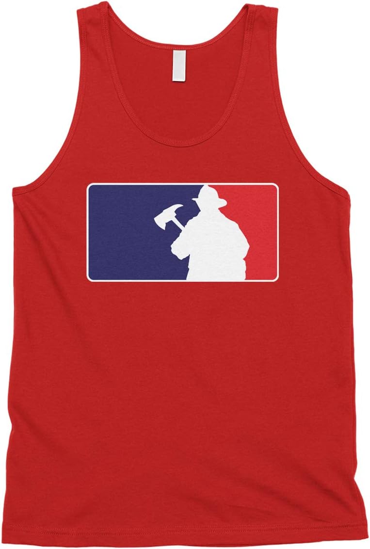 Cybertela Men's Firefighter Baseball Fire Fighter Emblem Flag Tank Top - Red