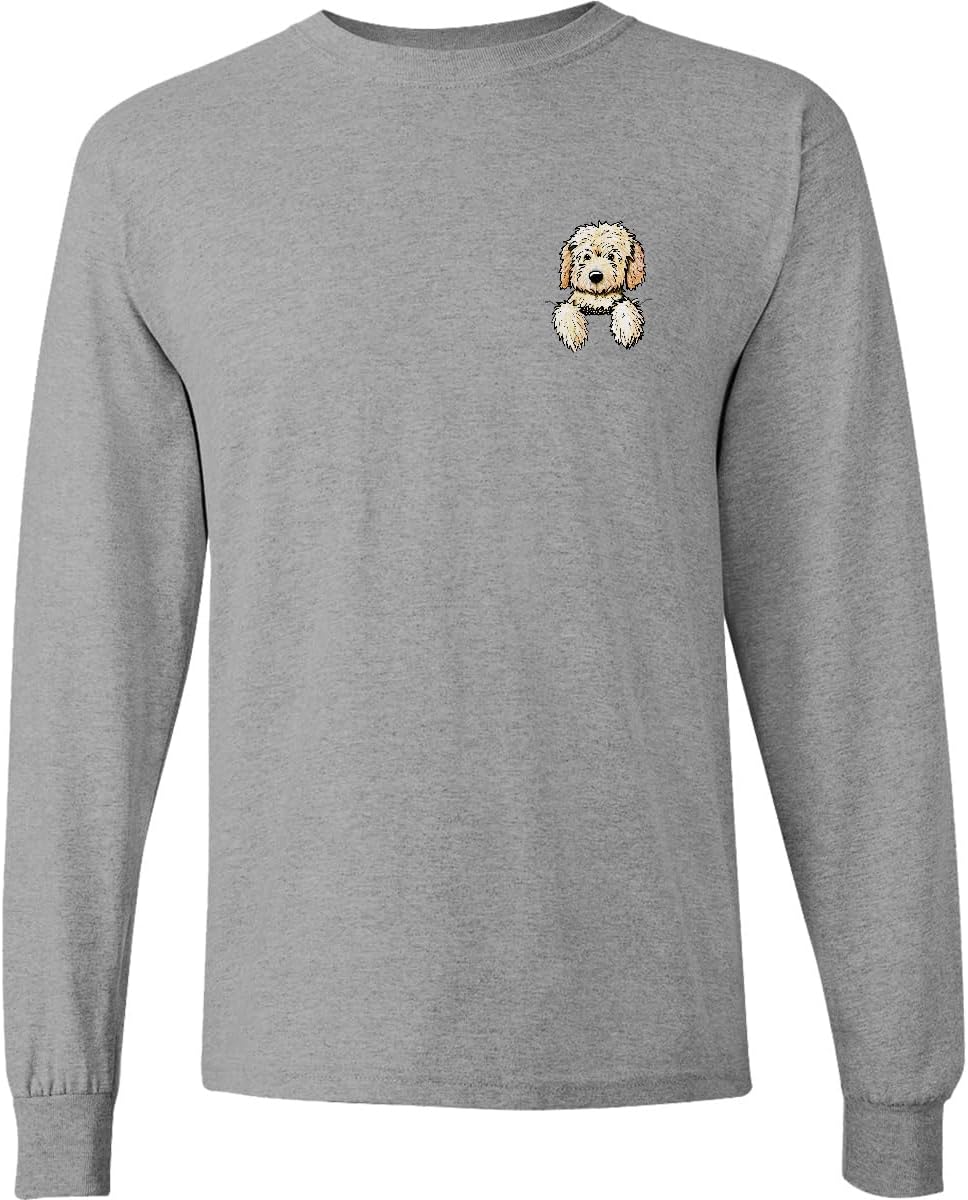 inktastic Pocket Goldendoodle Adult Long Sleeve T-Shirt - KiniArt - 0060 Heather Grey