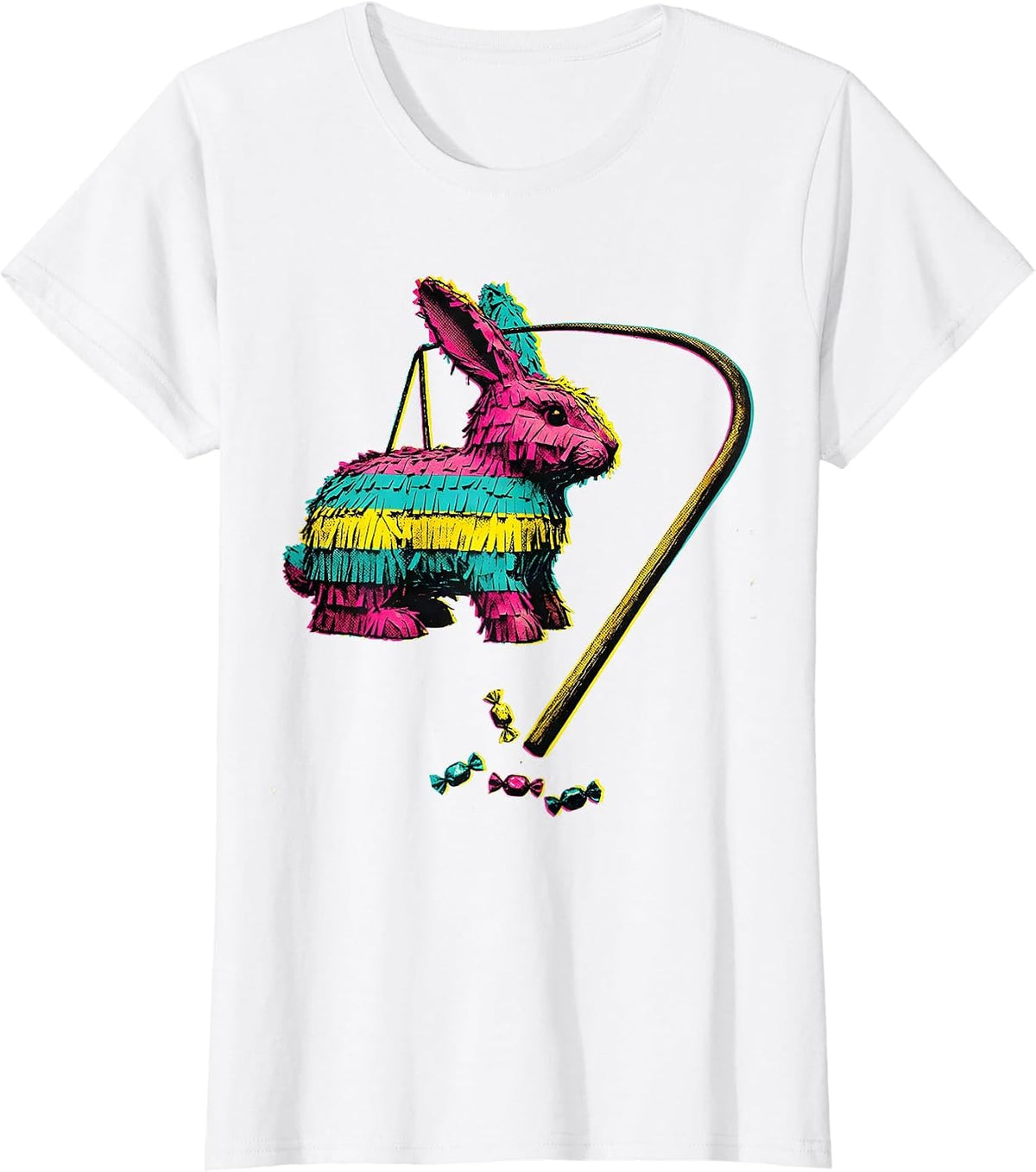Side Rabbit Piñata Cinco De Mayo Party Costume Humor T-Shirt - White