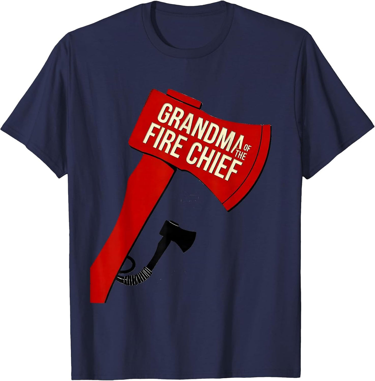 Grandma Of The Fire Chief Stencil Firefighter Birthday Party T-Shirt - Navy Blue