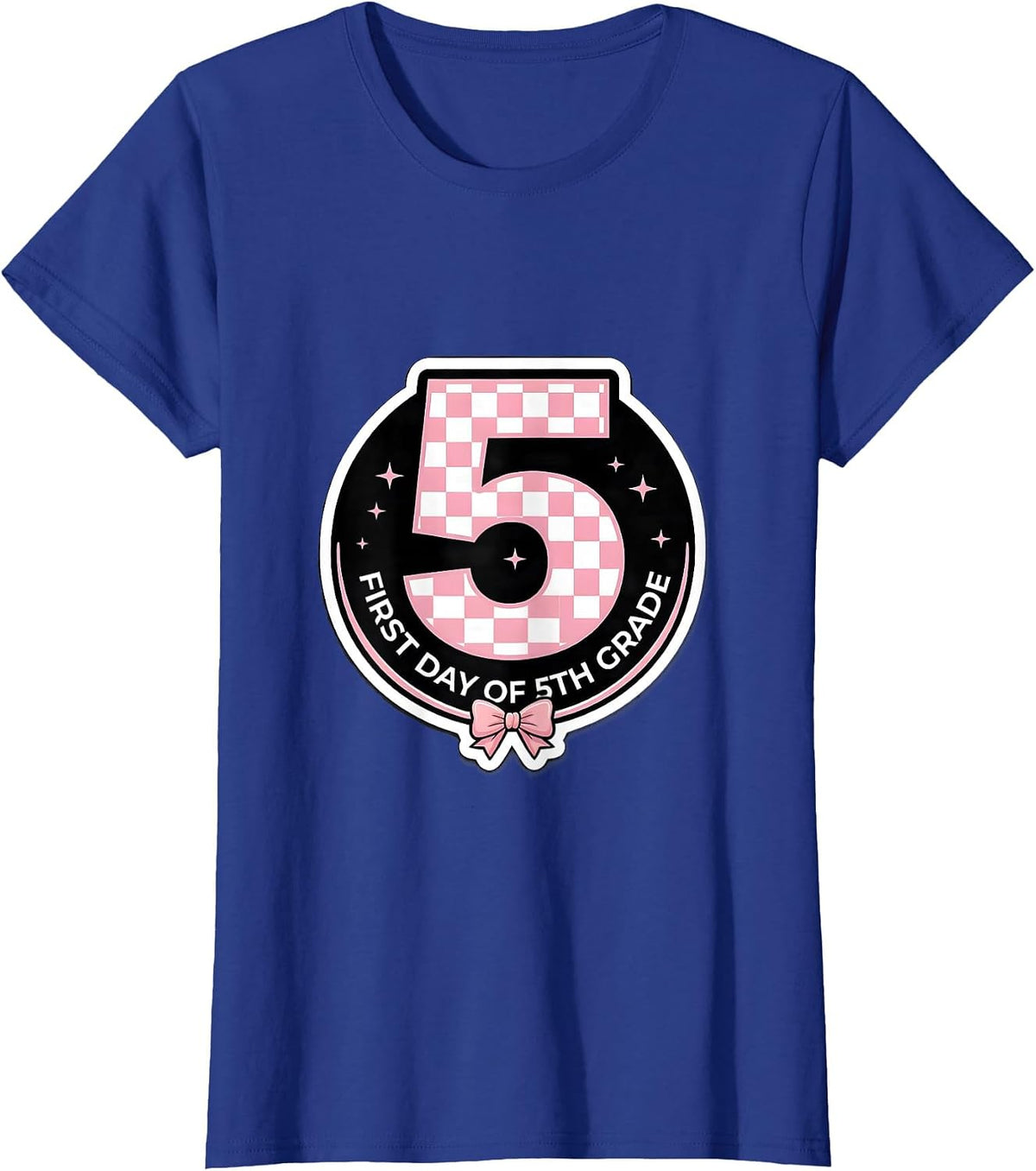 Women's First Day Of 5th Grade Cute Coquette Bow Back To School Girl T-Shirt - Royal Blue