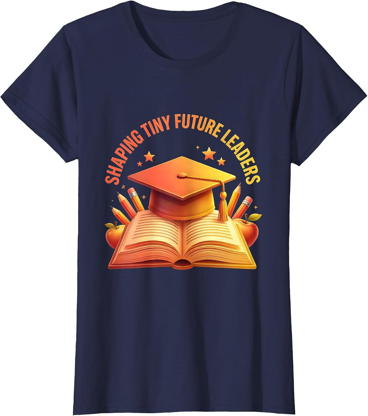 Women's Shaping Tiny Future Leaders 4th Grade Teacher T-Shirt - Navy Blue