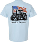 Trenz Shirt Company Men's Graphic T-Shirt - Thank A Farmer, American Flag & Tractor Design - Light Blue