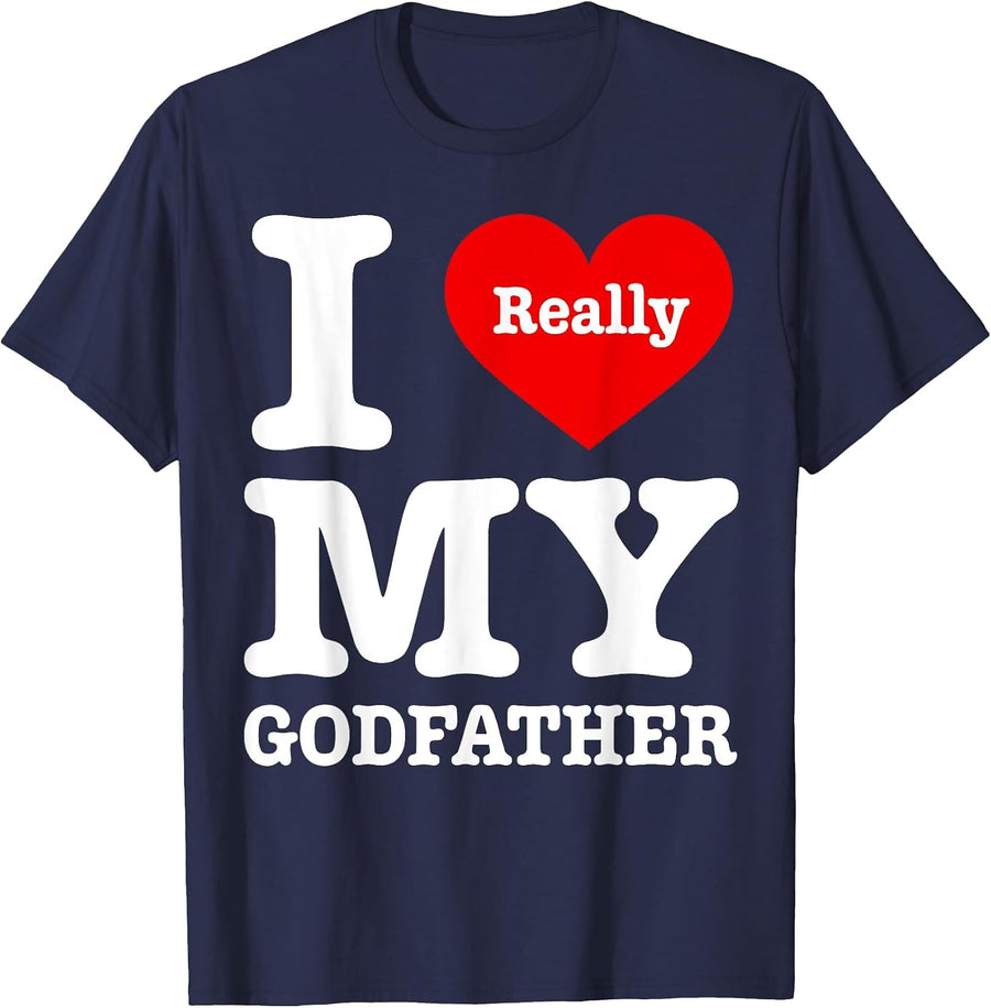 I Love My Godfather Funny I Heart My Godfather T-Shirt - Navy Blue