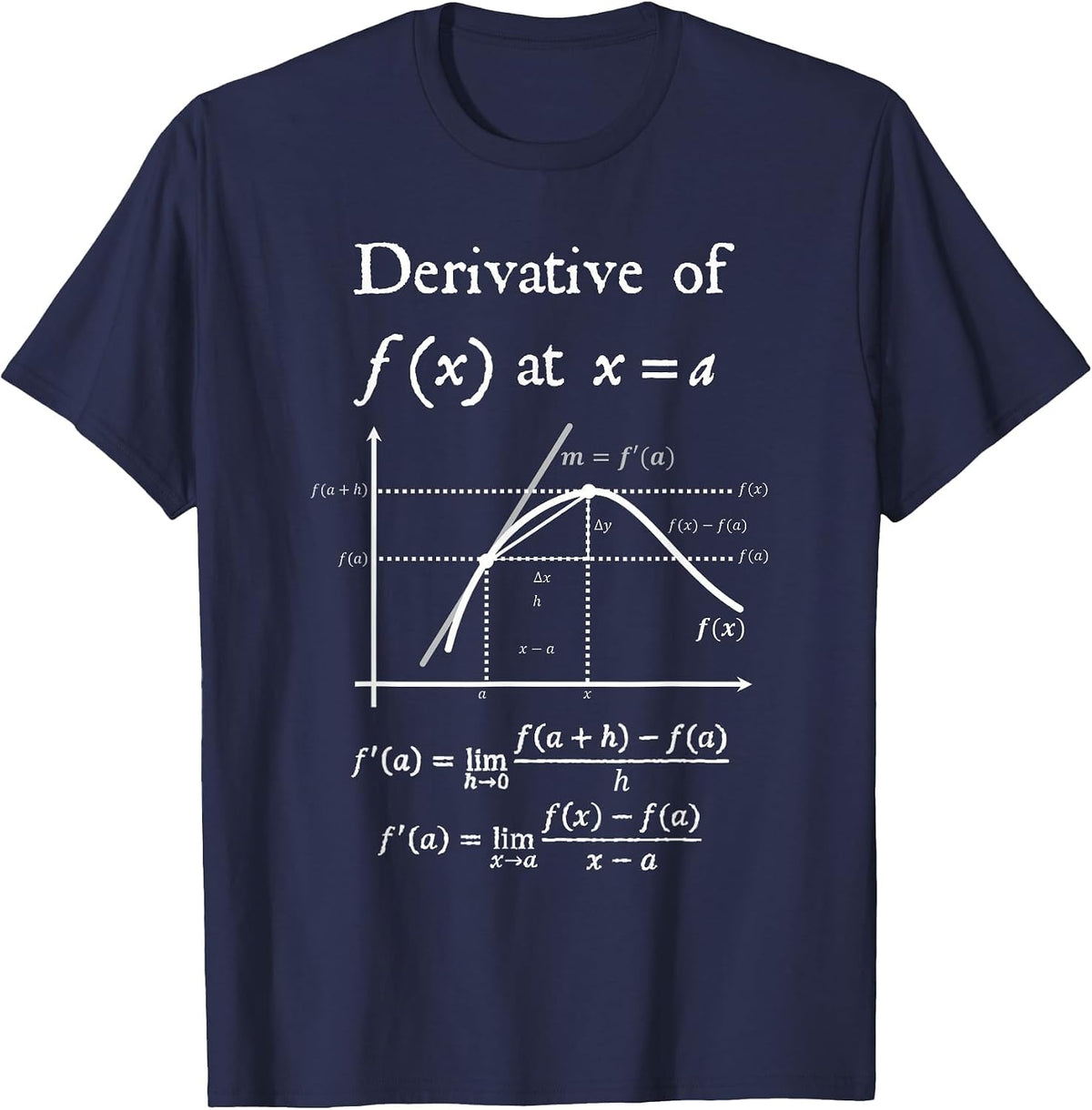 Nerdy Definition of Derivative Limit Calculus Math Teacher T-Shirt - Navy Blue