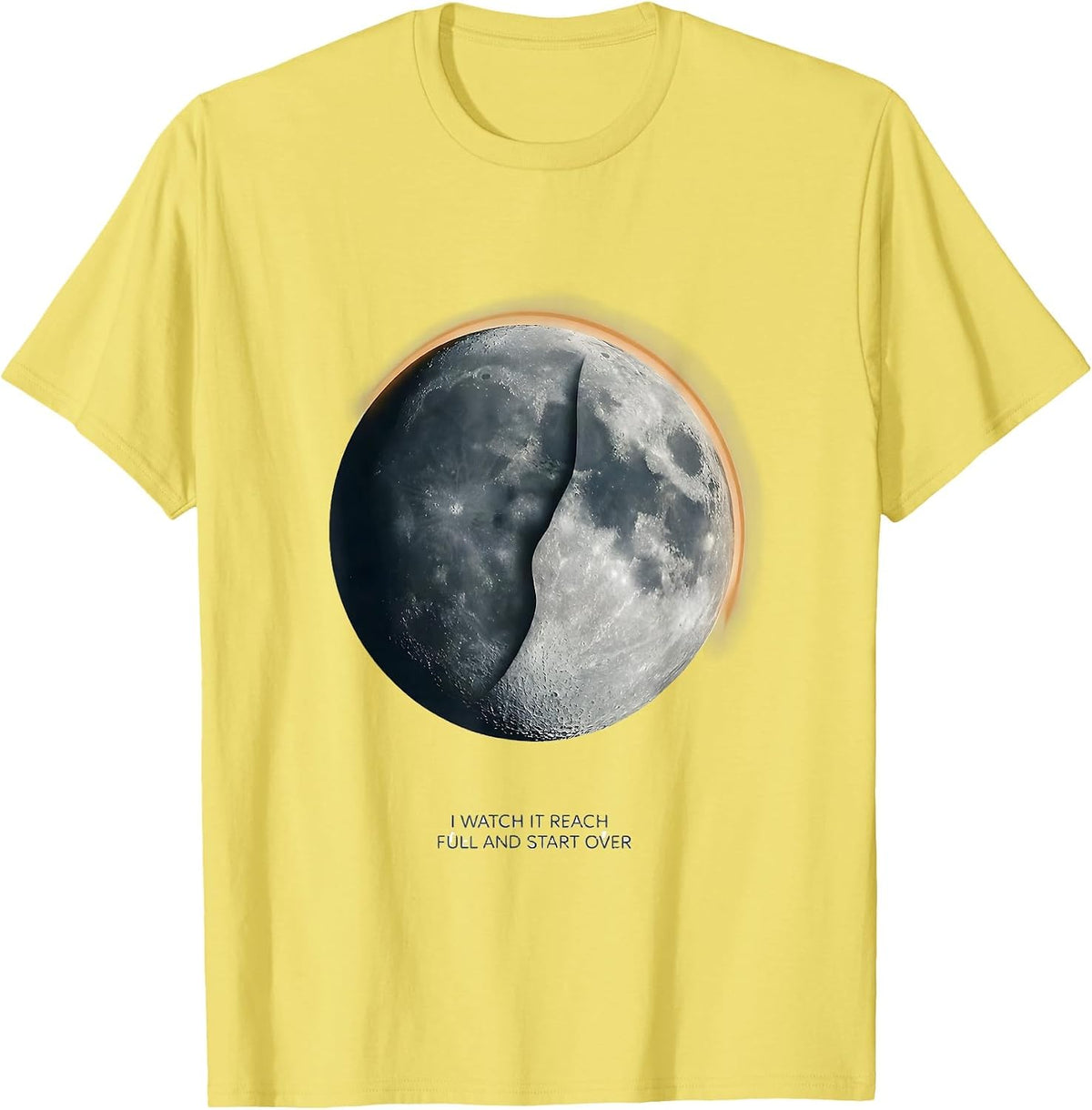 Men's I Watch It Reach Full And Start Over Astronomy Lunar Cycle T-Shirt - Lemon Yellow