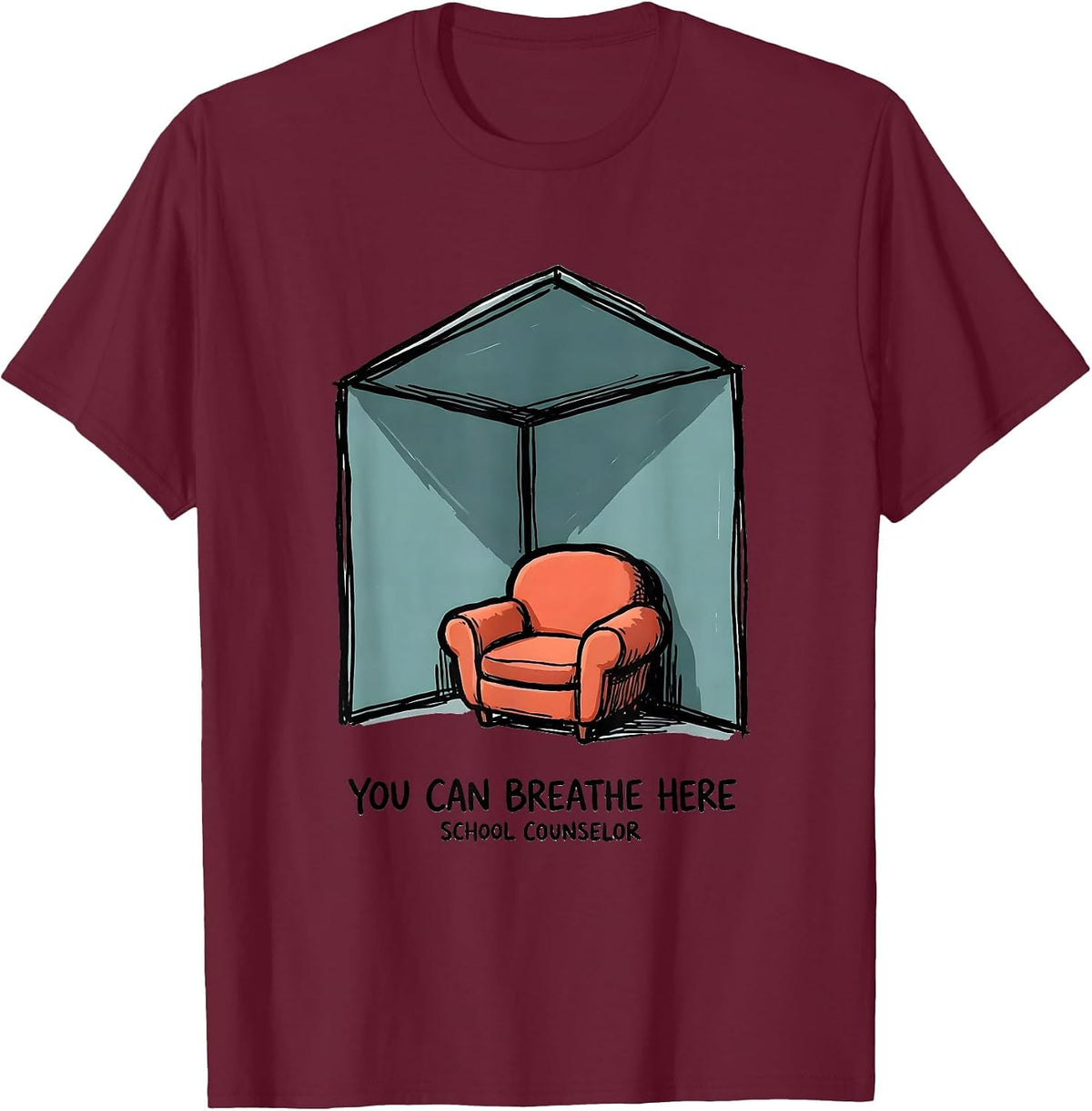 Men's You Can Breathe Here School Counselor T-Shirt - Burgundy