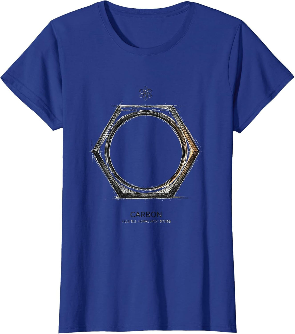 Women's Carbon: Flexible, Forms Most Bonds Funny Chemistry Science T-Shirt - Royal Blue