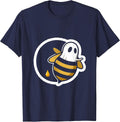 Boo Bees Ghost Bee Sticker Halloween Humor T-Shirt - Navy Blue