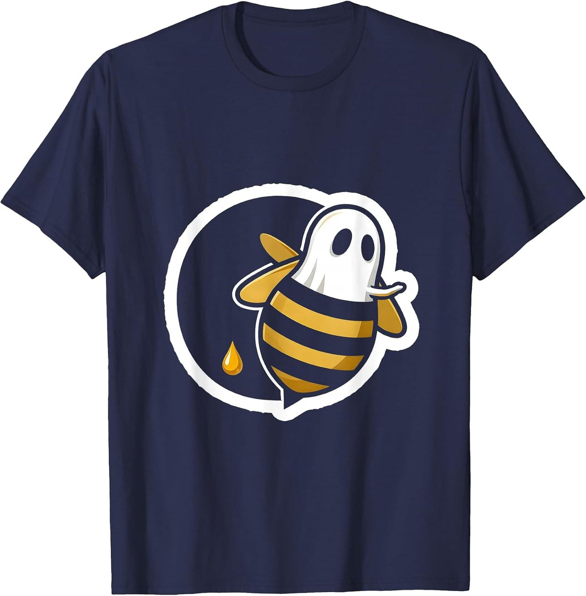 Boo Bees Ghost Bee Sticker Halloween Humor T-Shirt - Navy Blue