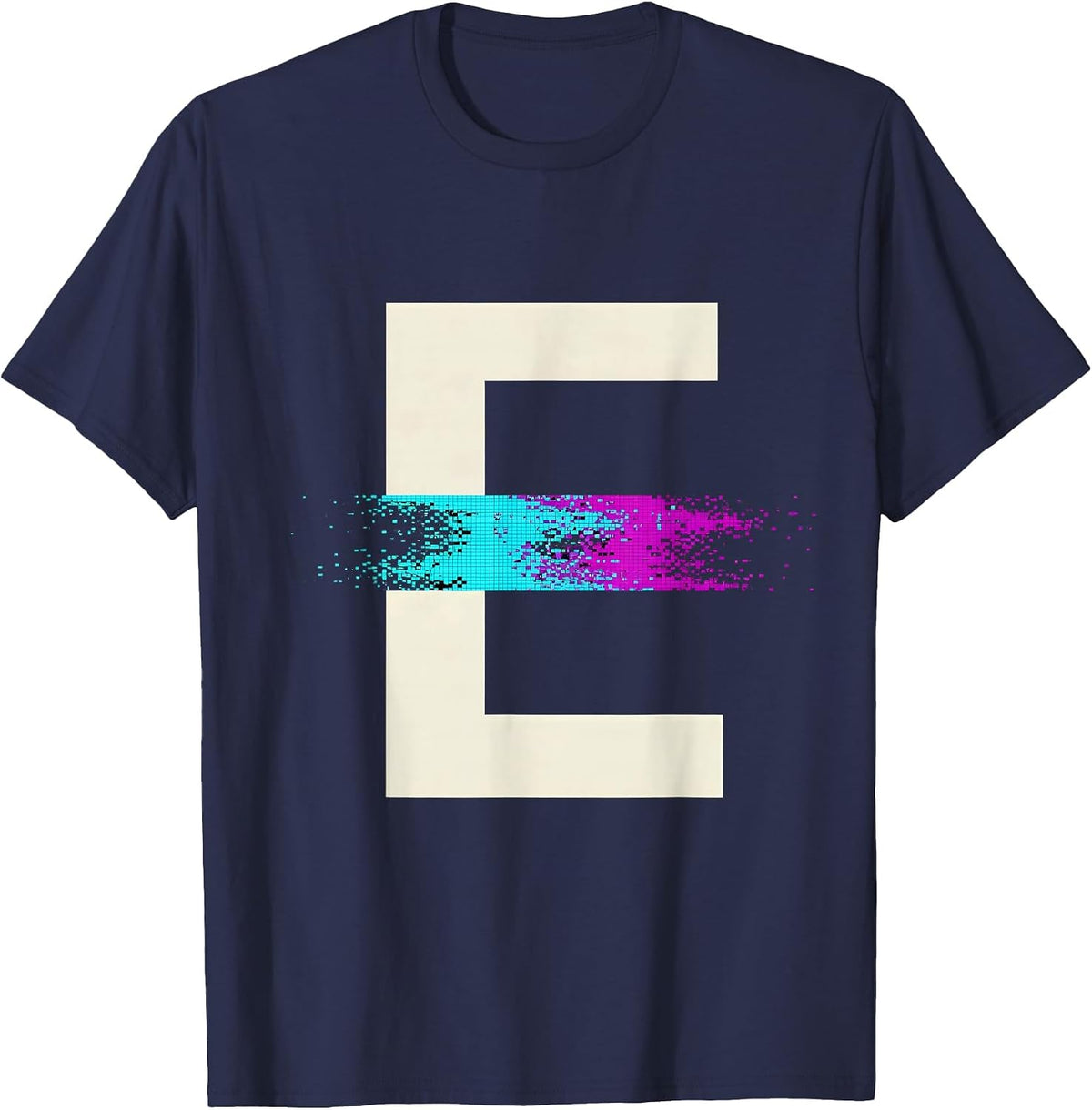 Glitch Letter Dyslexia Awareness Humor T-Shirt - Navy Blue