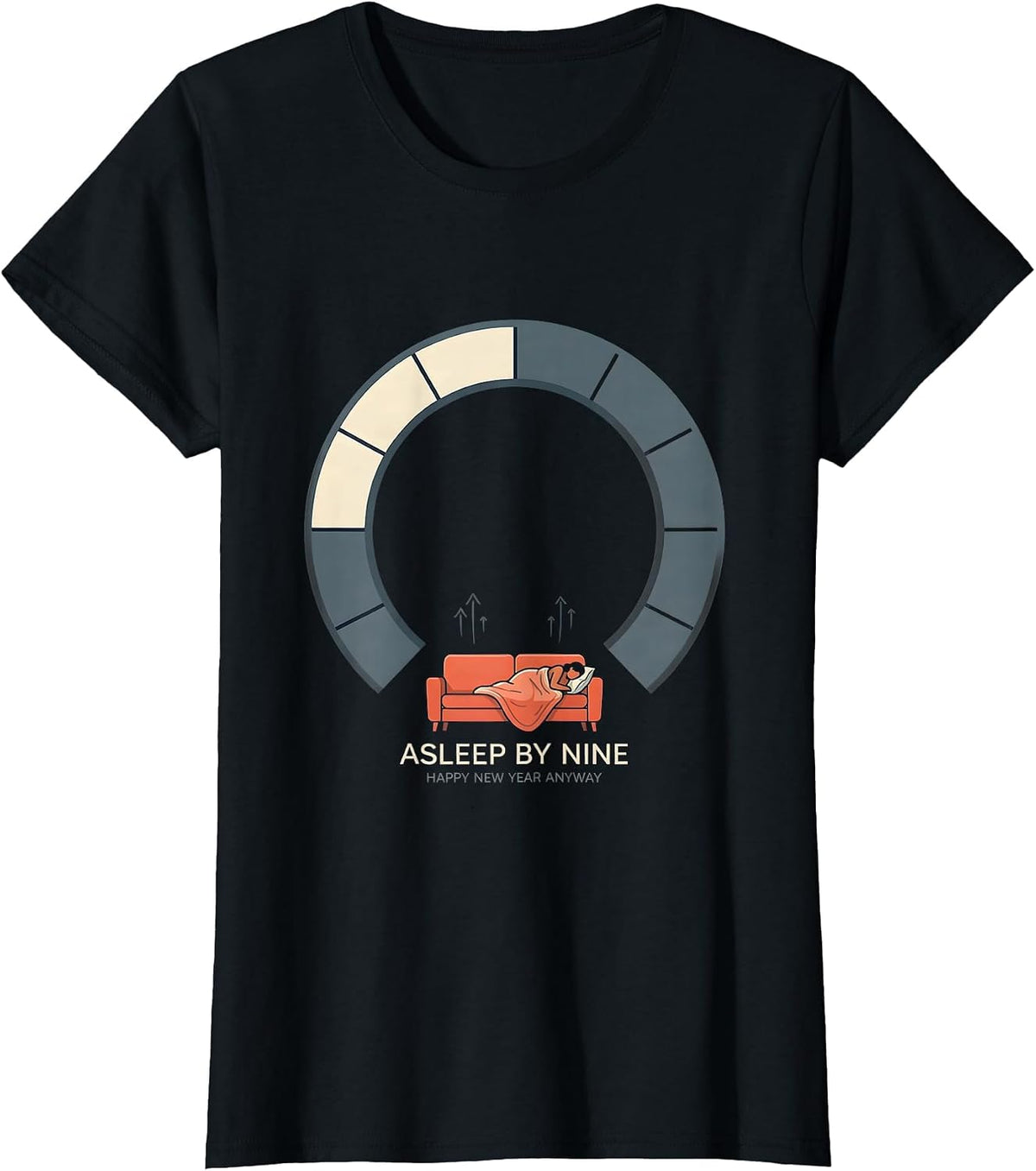 Women's Asleep By Nine Happy New Year Anyway Family Matching Cozy T-Shirt - Black