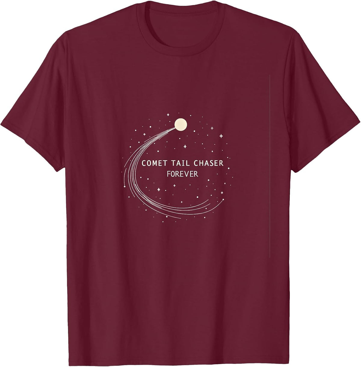 Comet Tail Chaser Forever Astronomy Design T-Shirt - Burgundy
