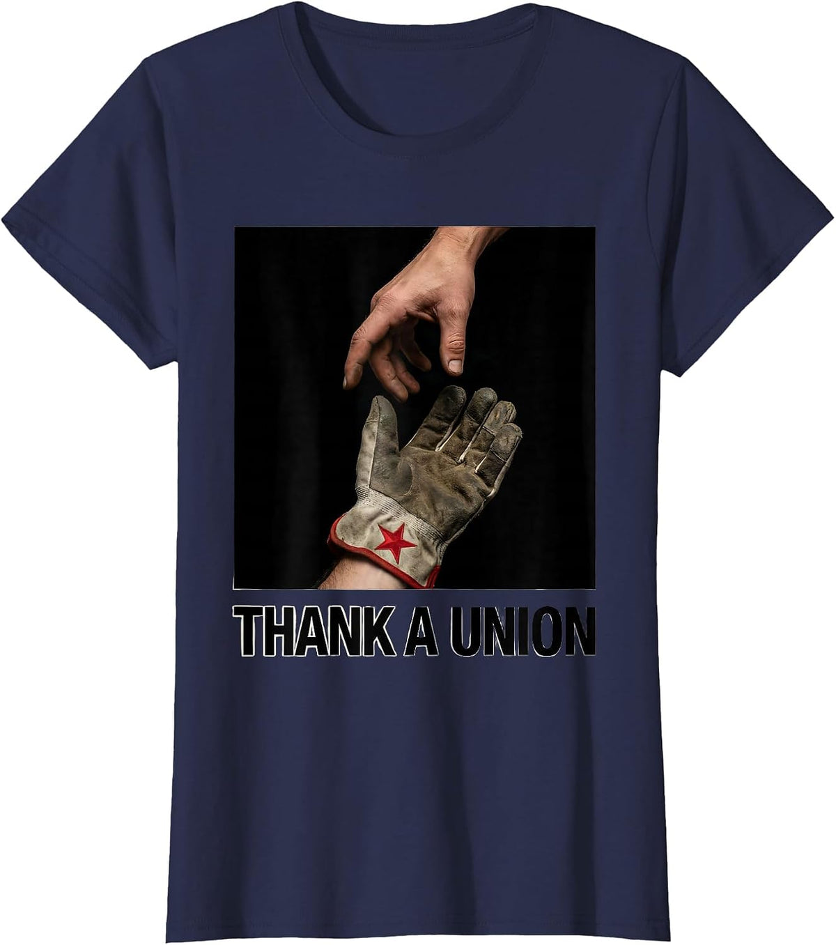 Women's Thank A Union Swiss International Labor Day Skilled Worker T-Shirt - Navy Blue
