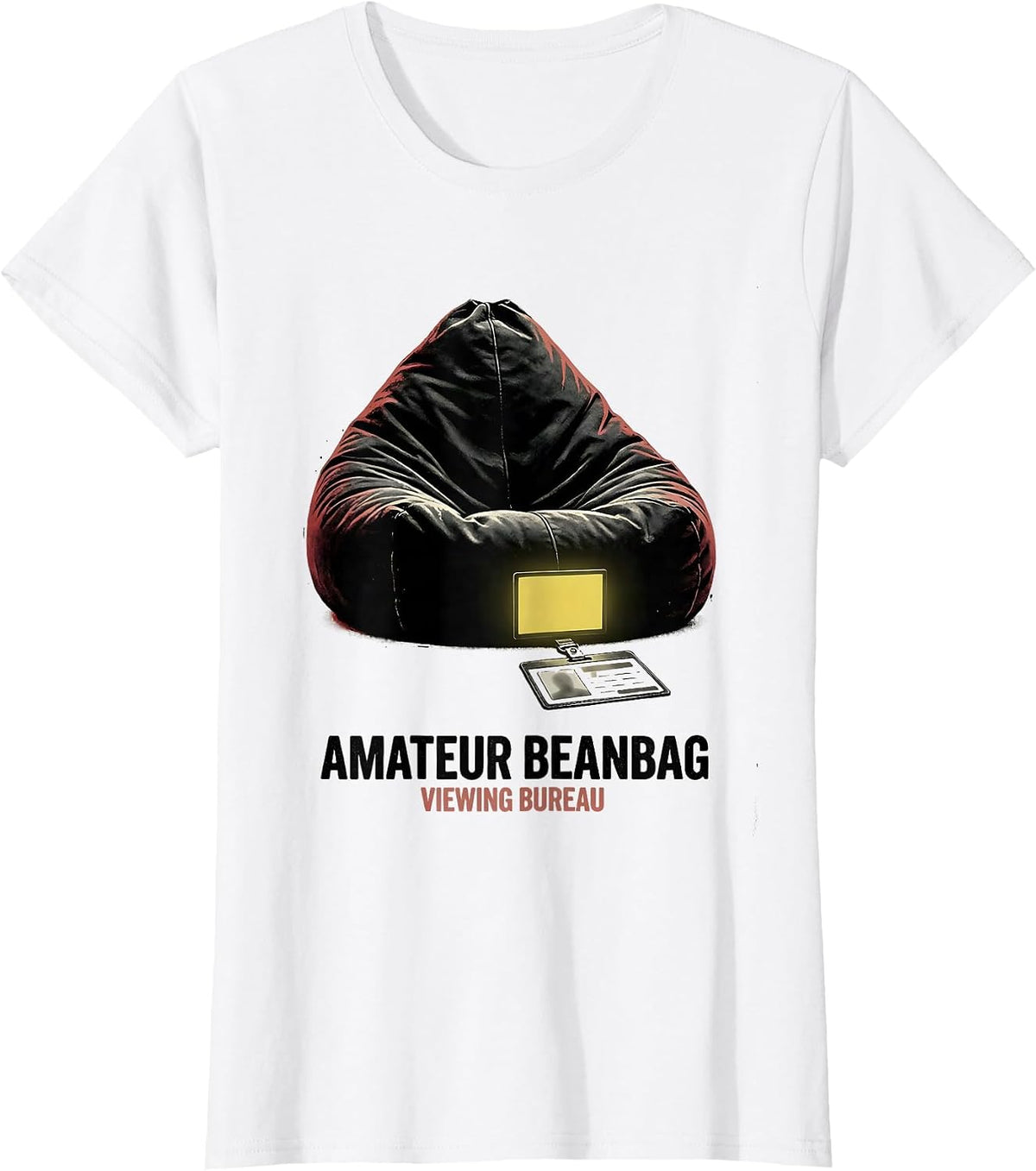 Amateur Beanbag Viewing Bureau Distressed True Crime Couch T-Shirt - White