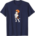 Funny Dog Wearing Sunglasses Playing Clarinet Beagle T-Shirt - Navy Blue