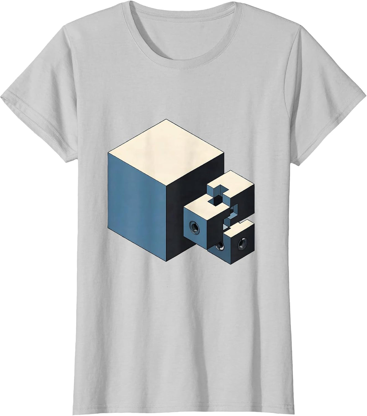 Isometric Cube Element Block Chemistry Humor T-Shirt - Silver Grey