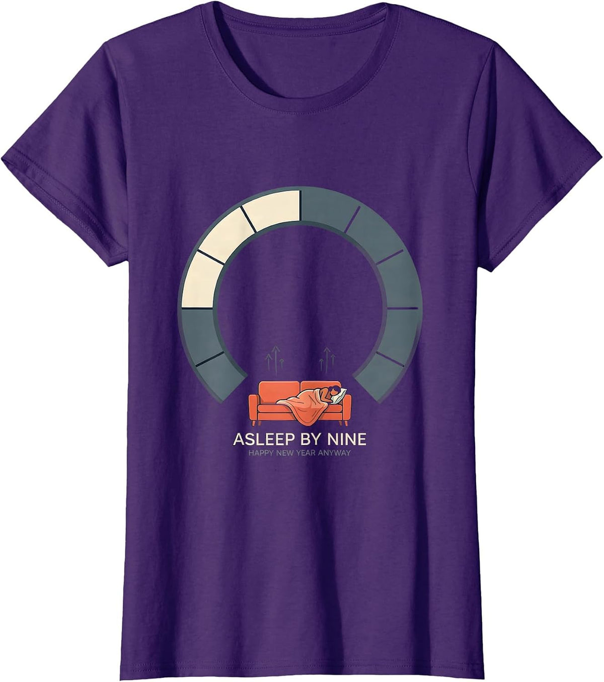 Women's Asleep By Nine Happy New Year Anyway Family Matching Cozy T-Shirt - Purple