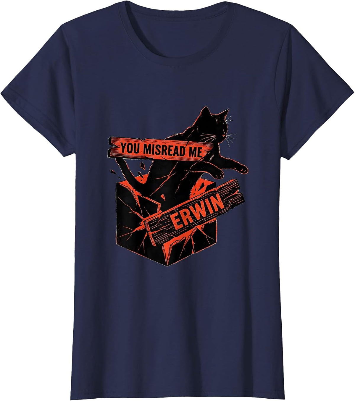 Women's You Misread Me, Erwin Funny Quantum Physics Science Teacher T-Shirt - Navy Blue