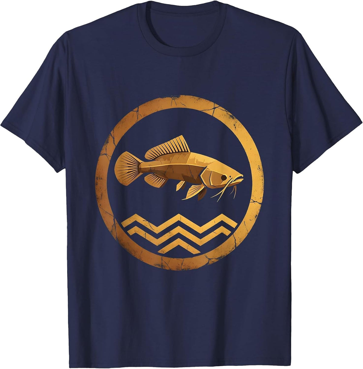 Nebraska River Catfish Leaping From Water T-Shirt - Navy Blue