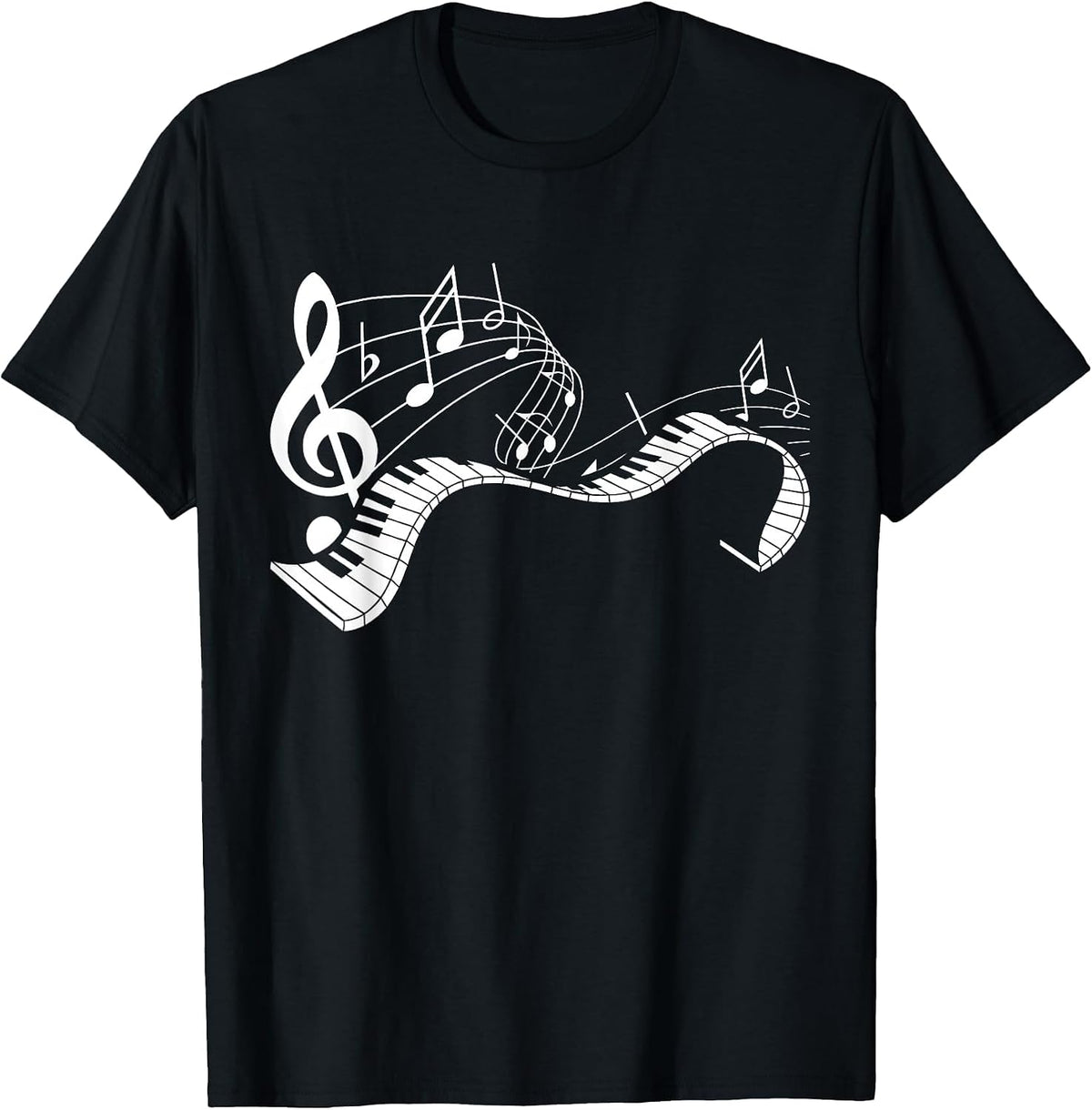 Music Notes Keyboard Pianist Classical Musician Piano T-Shirt - Black
