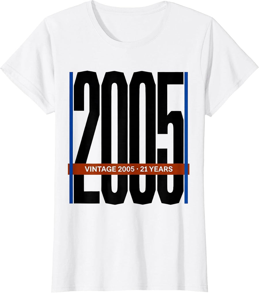 Women's Vintage 2005 · 21 Years Milestone Birthday Gift T-Shirt - White
