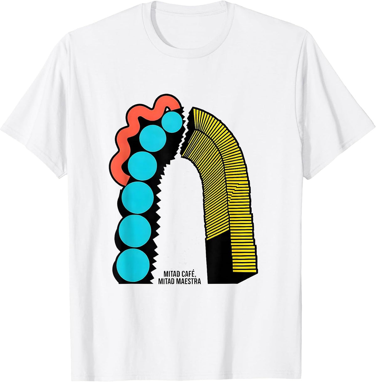 Men's Mitad Café Mitad Maestra Memphis Postmodern Spanish Teacher T-Shirt - White