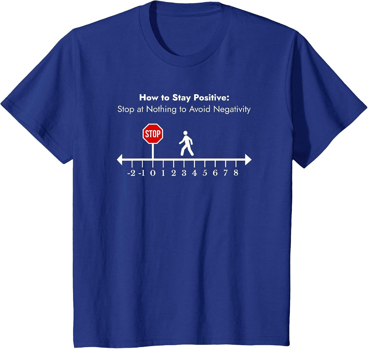 Stay Positive Avoid Negativity Math Teacher Inspiring Pun T-Shirt - Royal Blue