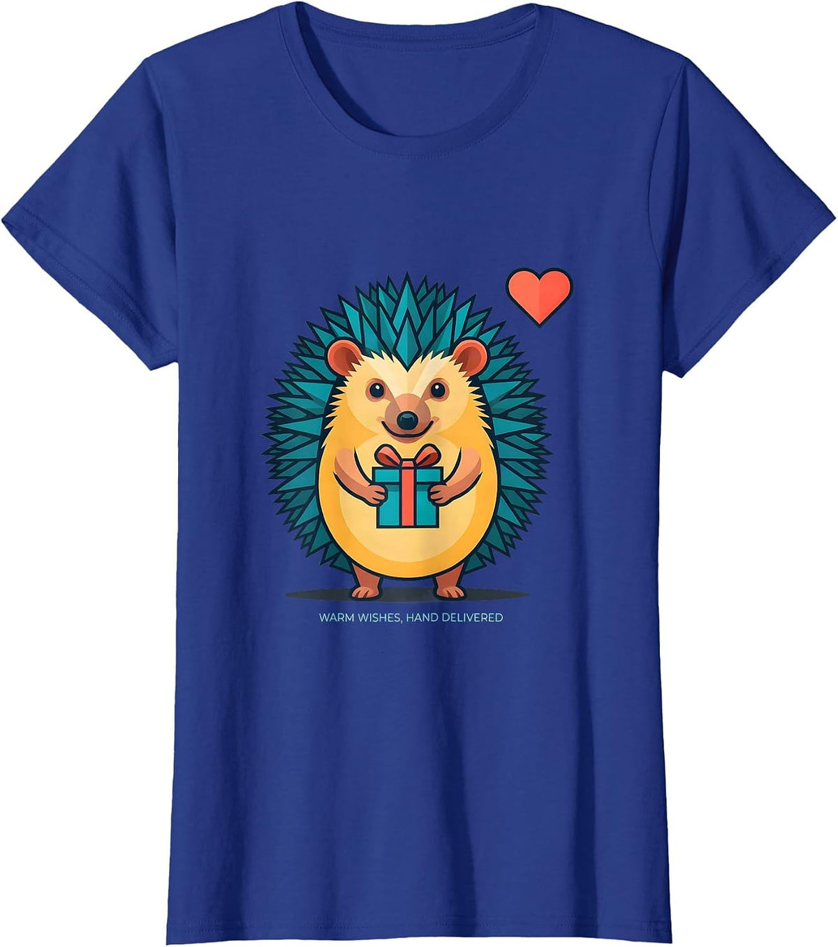 Women's Warm Wishes Hand Delivered Cute Hedgehog Animal Lover Gift T-Shirt - Royal Blue