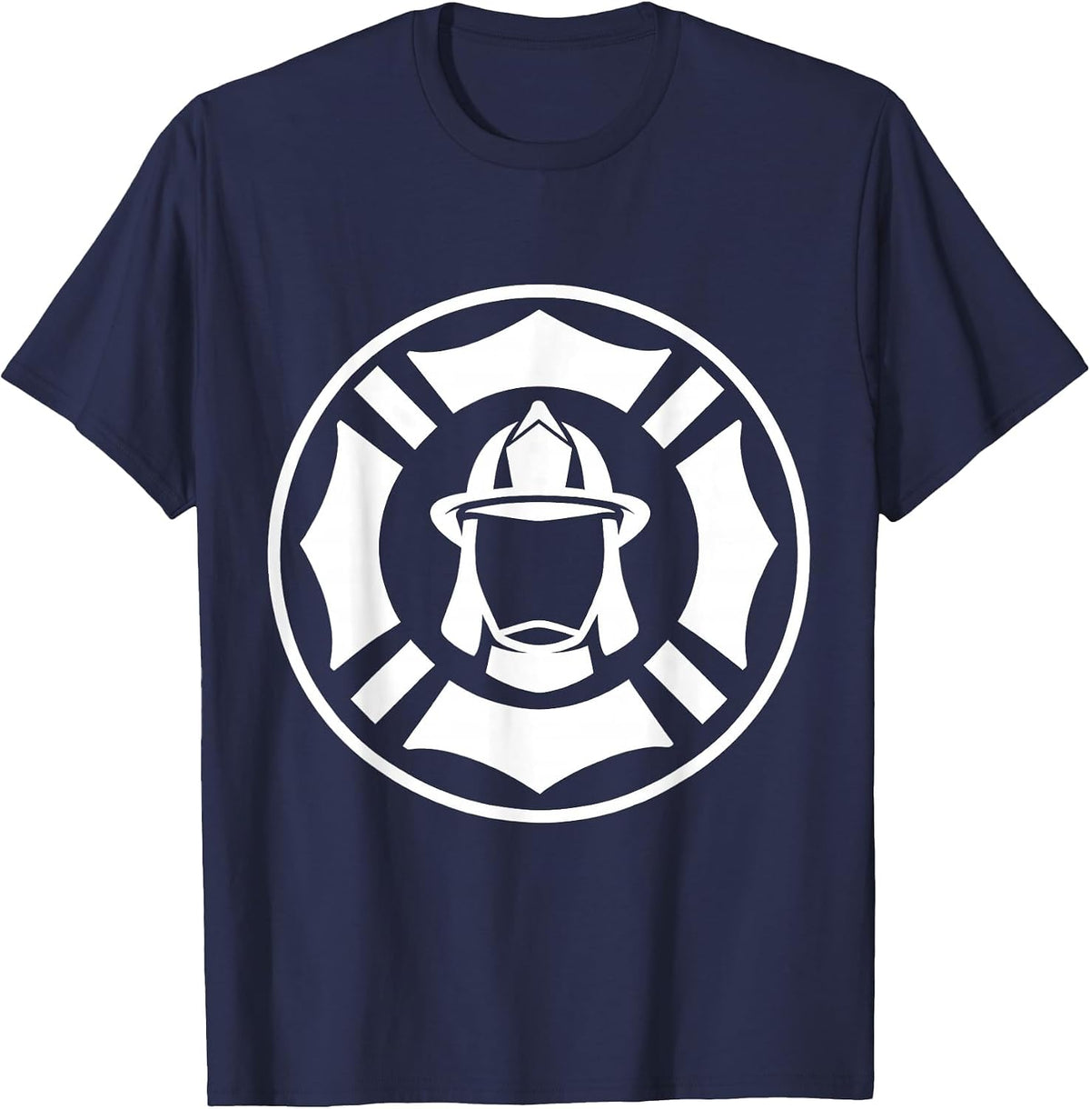 Firefighter Badge Silhouette Patriotic Thin Red Line Tribute T-Shirt - Navy Blue