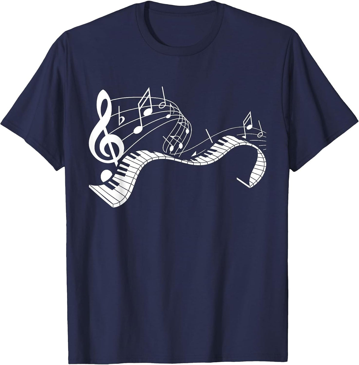 Music Notes Keyboard Pianist Classical Musician Piano T-Shirt - Navy Blue