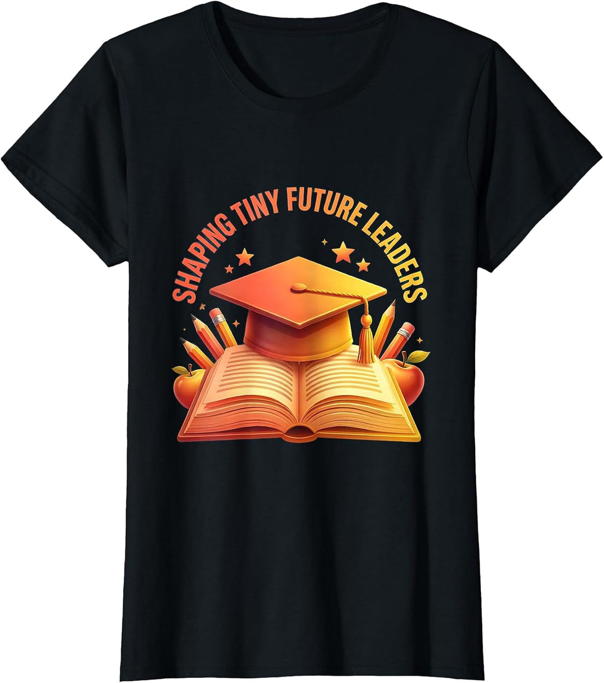 Women's Shaping Tiny Future Leaders 4th Grade Teacher T-Shirt - Black