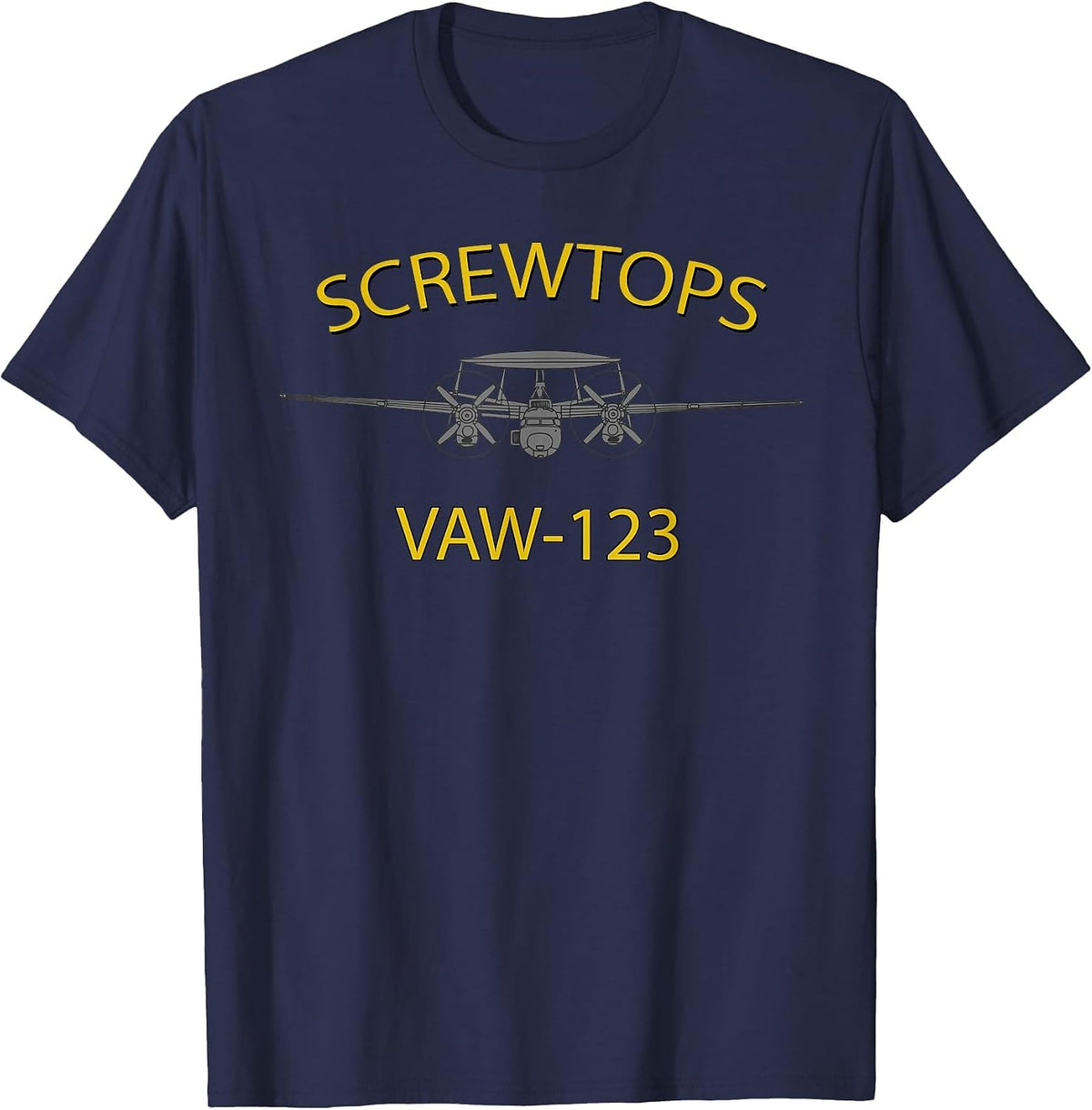 VAW-123 Hawkeye T-Shirt Screwtops Squadron E-2 T-Shirt - Navy Blue