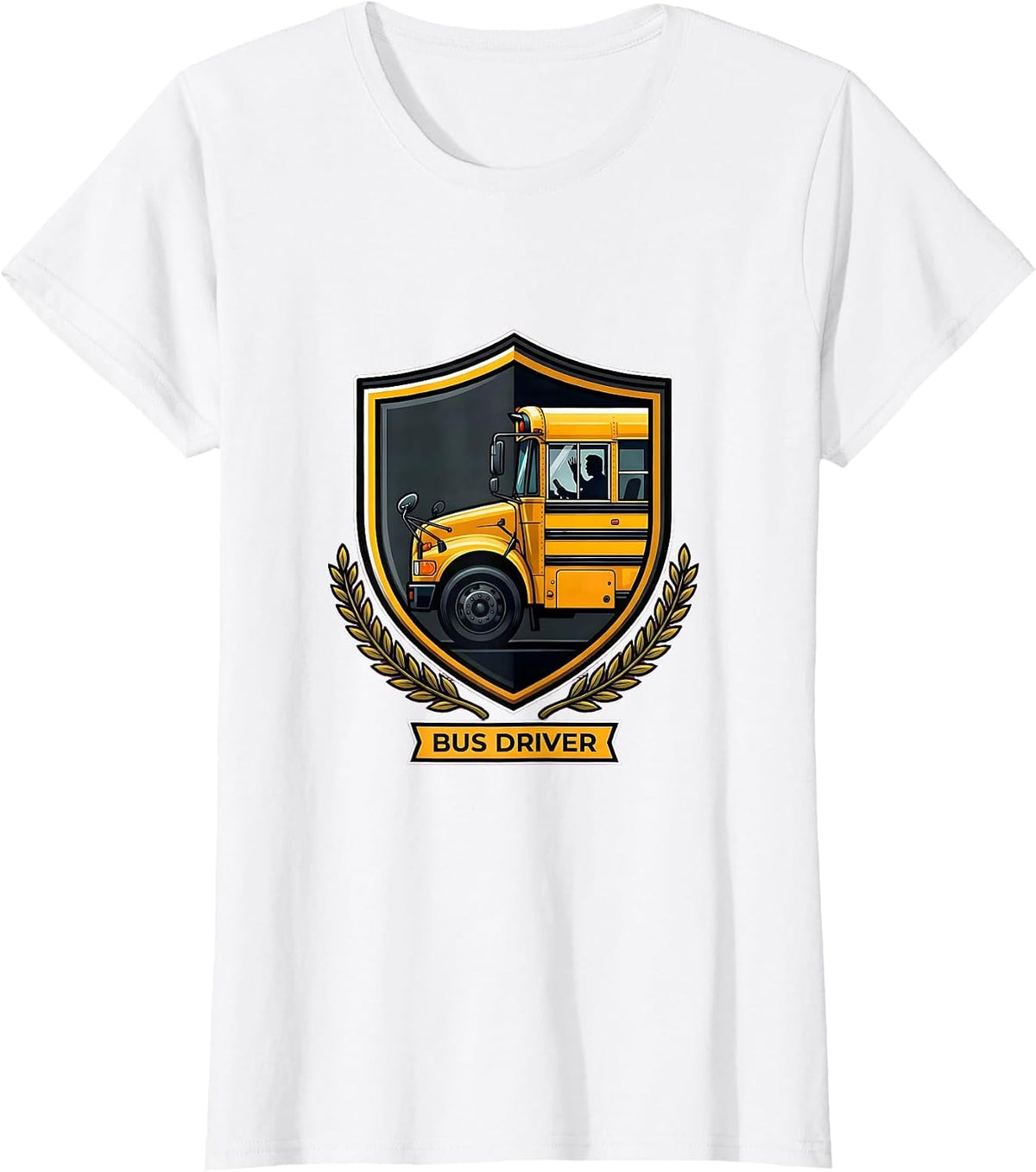 Women's Shield Bus Driver Appreciation School Bus Driver Gift T-Shirt - White