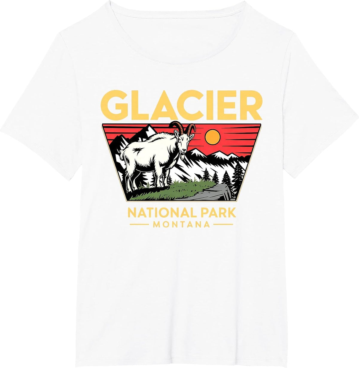 Glacier National Park Mountain Goat for Nature Lovers T-Shirt - White