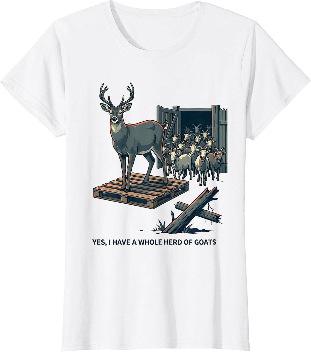 Women's Yes I Have A Whole Herd Of Goats Funny Goat Lover Farmer T-Shirt - White