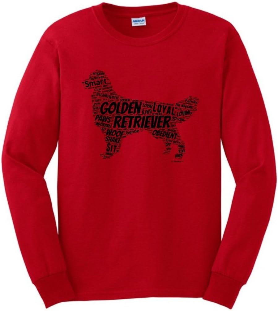 Golden Retriever Word Art Dog Puppy Owner Gift Long Sleeve T-Shirt - Red