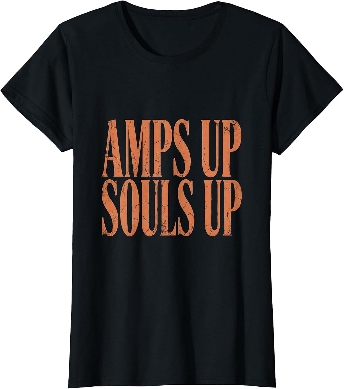 Amps Up Souls Up Heavy Metal Music Design T-Shirt - Black
