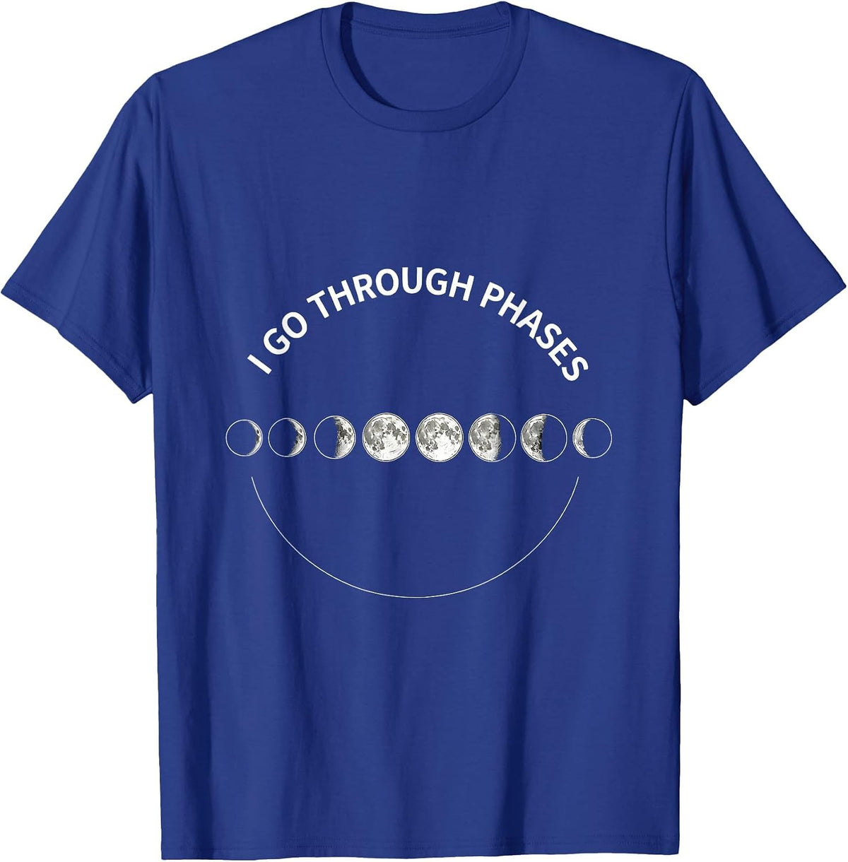 Men's I Go Through Phases Retro Moon Phase Astronomy Astrology T-Shirt - Royal Blue