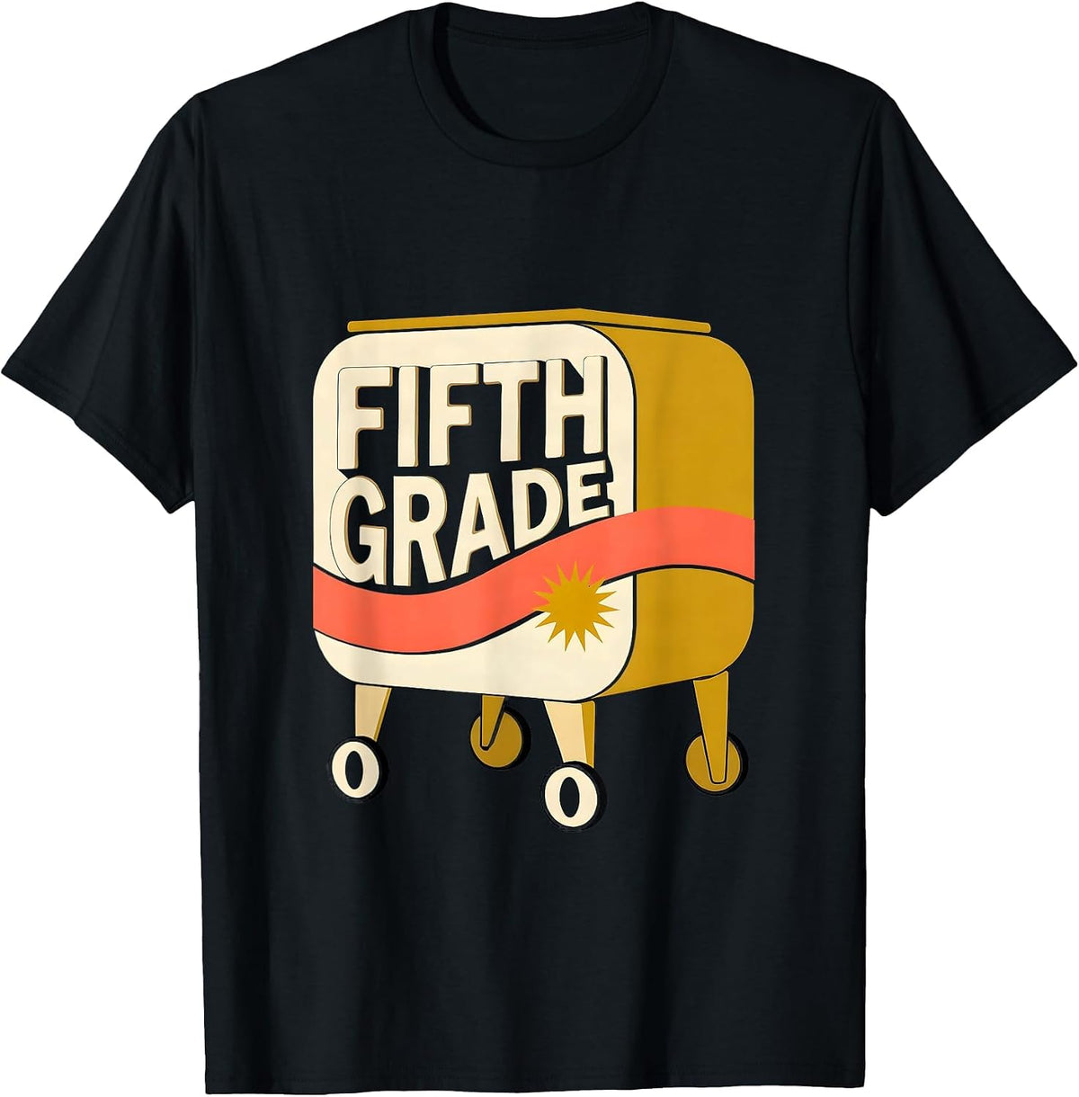 Men's Fifth Grade Preppy Midcentury Modern Back To School Teacher T-Shirt - Black