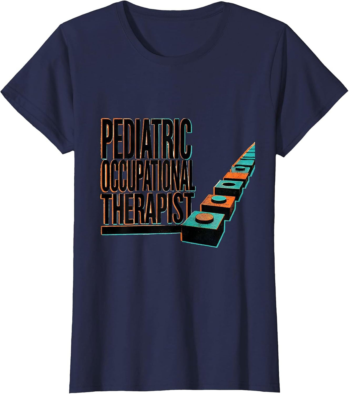 Women's Pediatric Occupational Therapist Risograph OT Pride Casual T-Shirt - Navy Blue