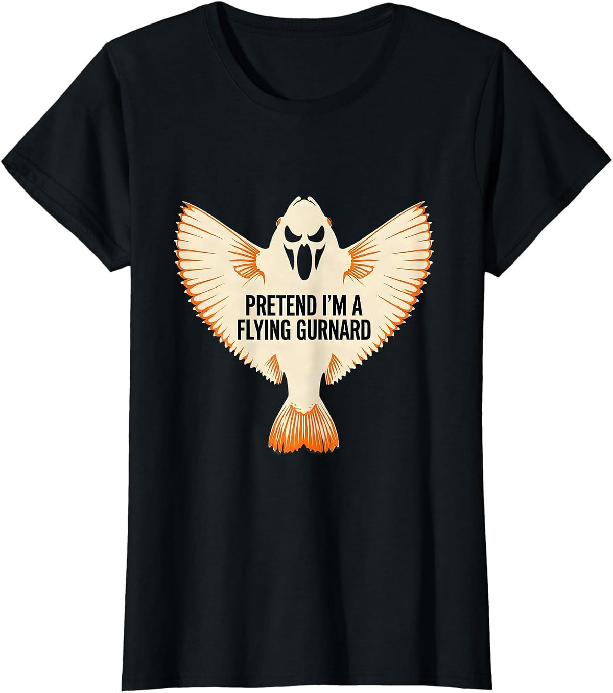 Pretend I'm A Flying Gurnard Funny Halloween Fish Costume T-Shirt - Black