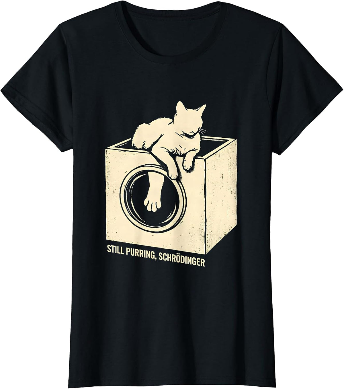 Women's Still Purring Schrödinger Quantum Physics Humor Science T-Shirt - Black
