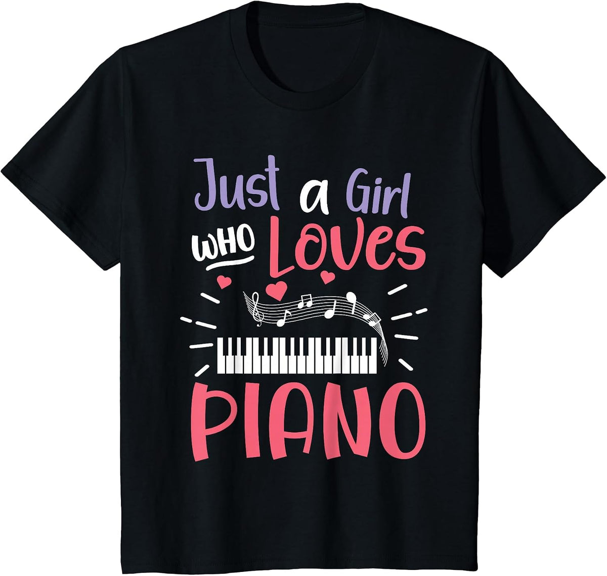Just A Girl Who Loves Piano Pianist Player Keyboard T-Shirt - Black