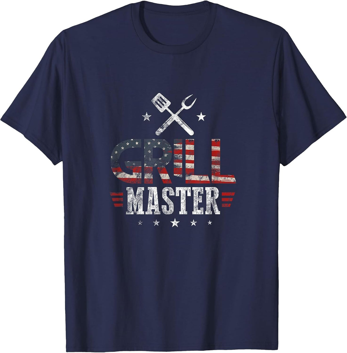 Grill Master USA Flag Patriotic Barbeque BBQ 4th of July T-Shirt - Navy Blue