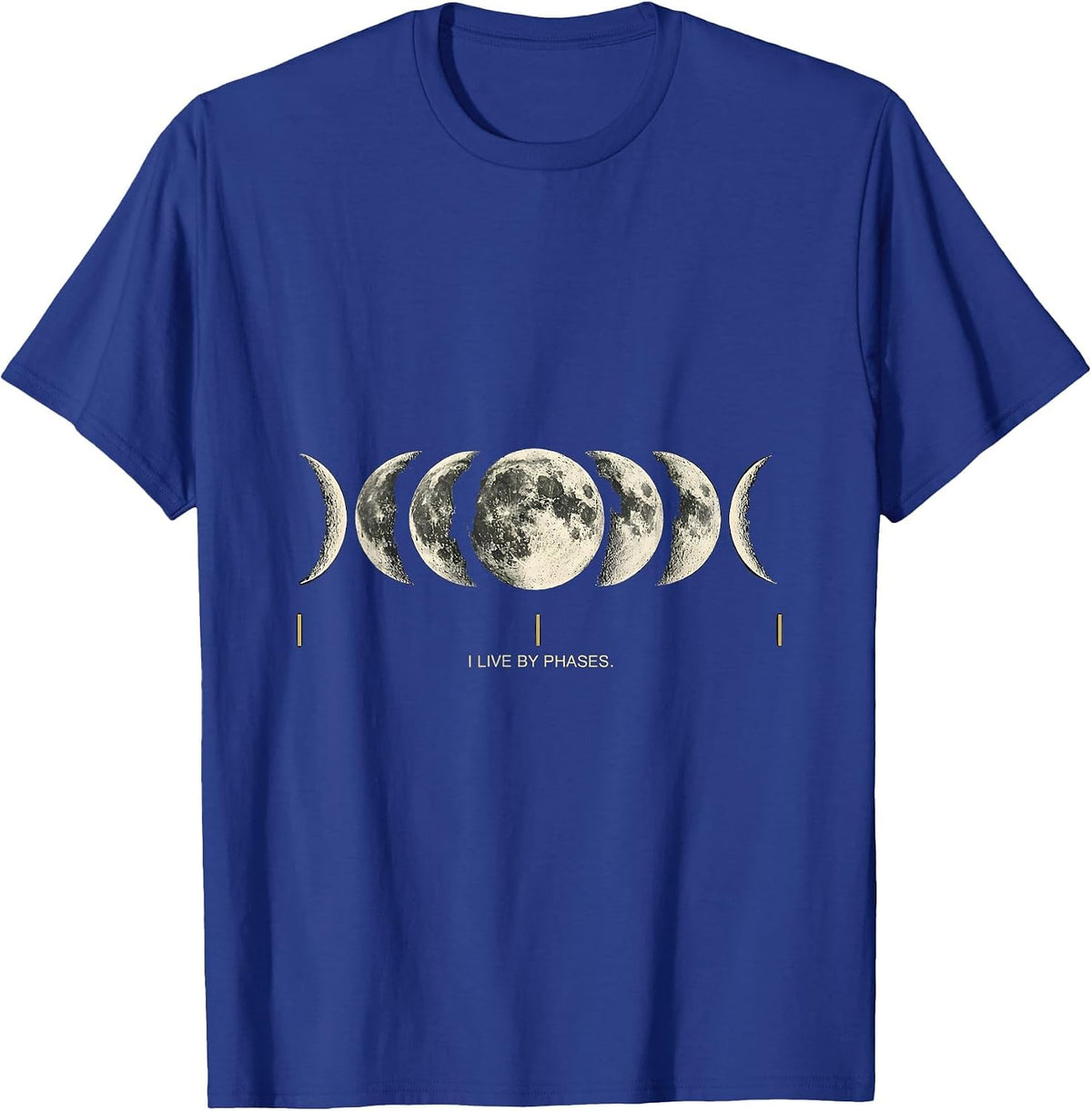 Men's I Live By Phases Celestial Moon Phase Astronomy Boho Graphic T-Shirt - Royal Blue