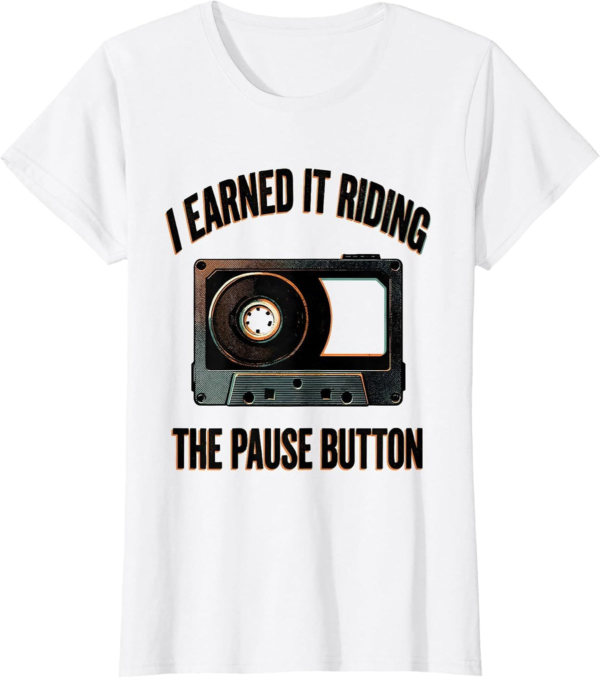 I Earned It Riding The Pause Button Old School Hip Hop T-Shirt - White