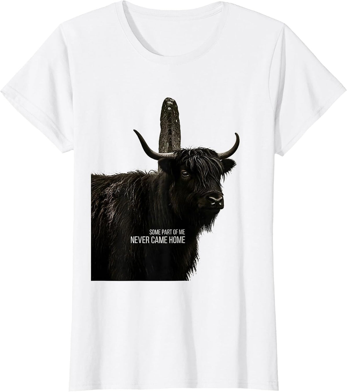 Women's Some Part Of Me Never Came Home Cute Highland Cow Scottish T-Shirt - White