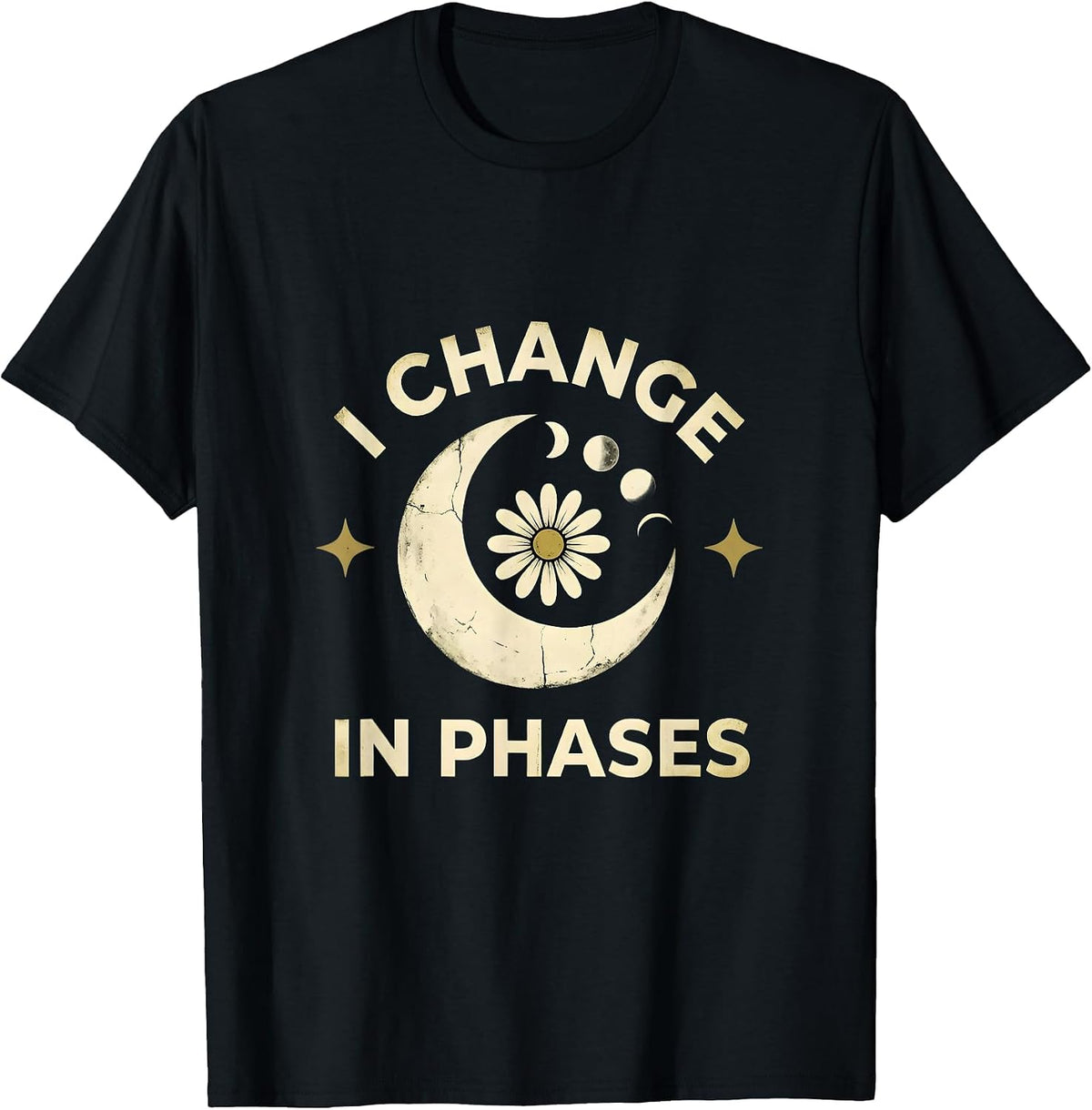 Men's I Change In Phases Boho Celestial Moon Phases Astronomy T-Shirt - Black
